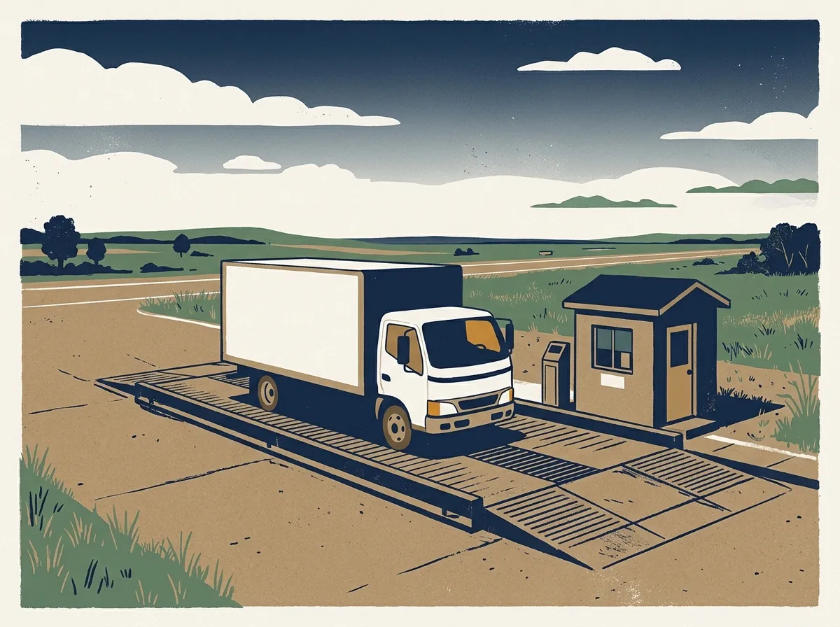 Moving truck on a weigh station scale platform