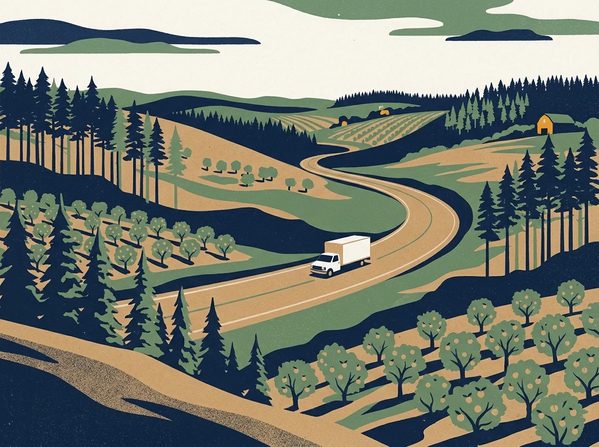 Illustration of a moving truck on a highway in Georgia