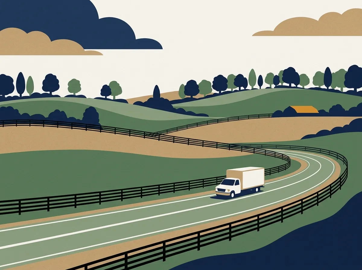 Illustration of a moving truck on a highway in Kentucky