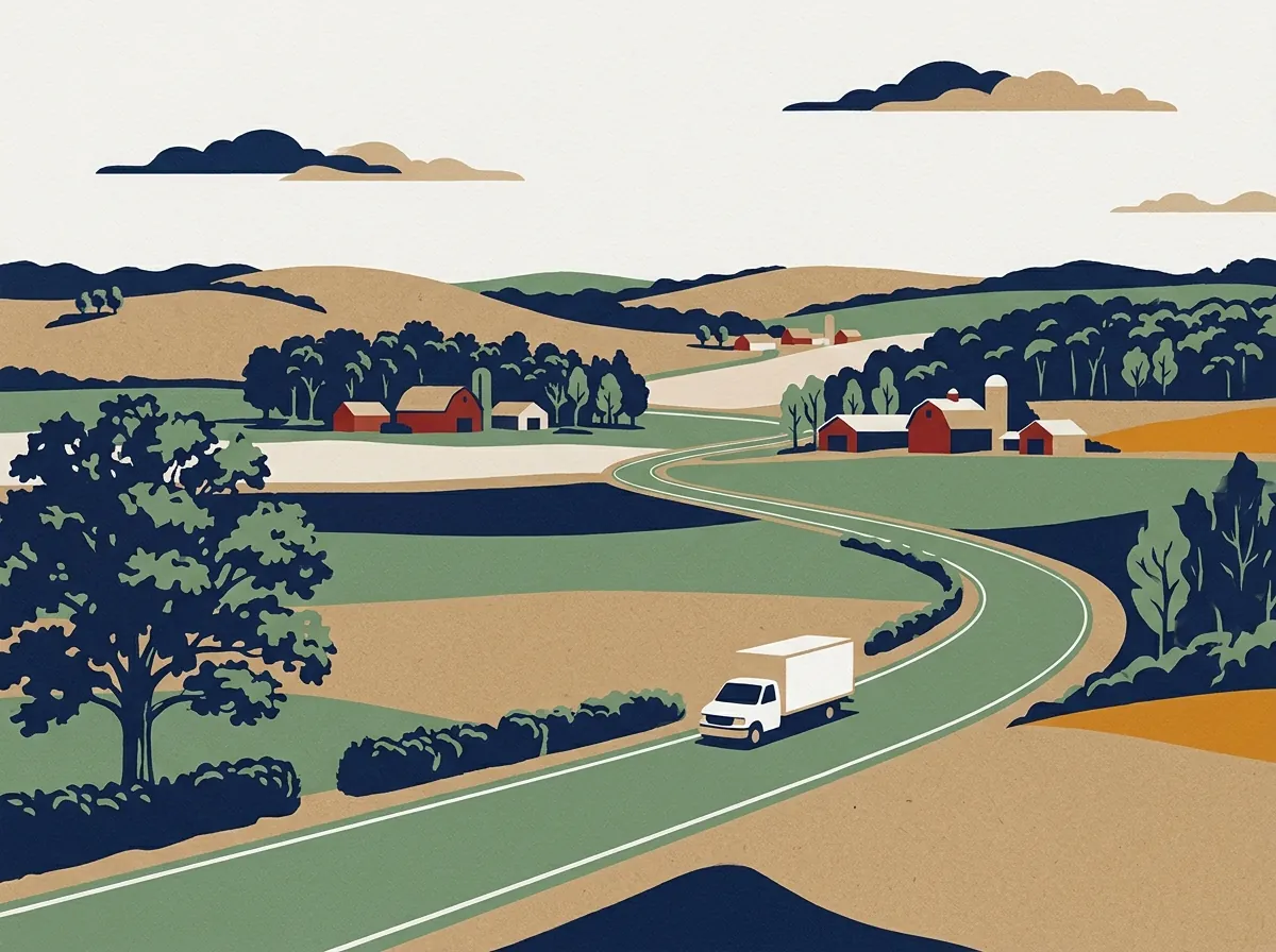 Illustration of a moving truck on a highway in Ohio